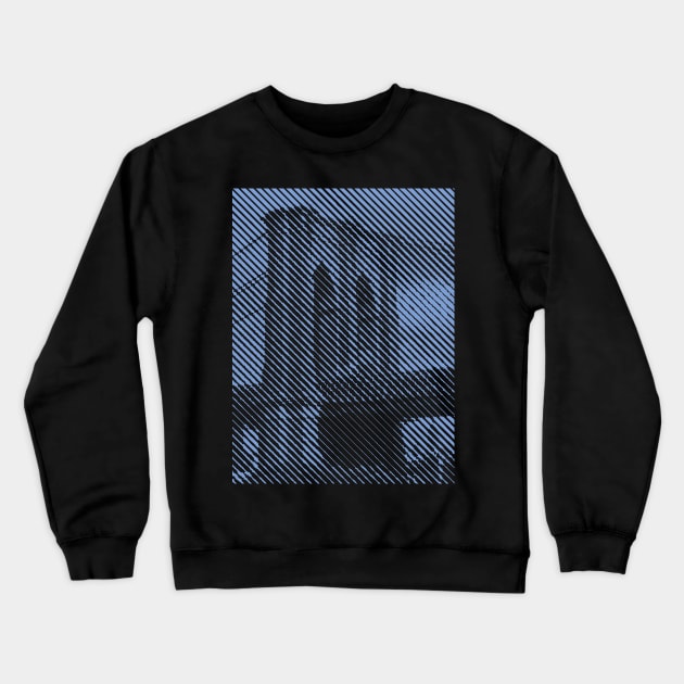 Brooklyn Bridge Blue Diagonal Line Image Crewneck Sweatshirt by PelagiosCorner